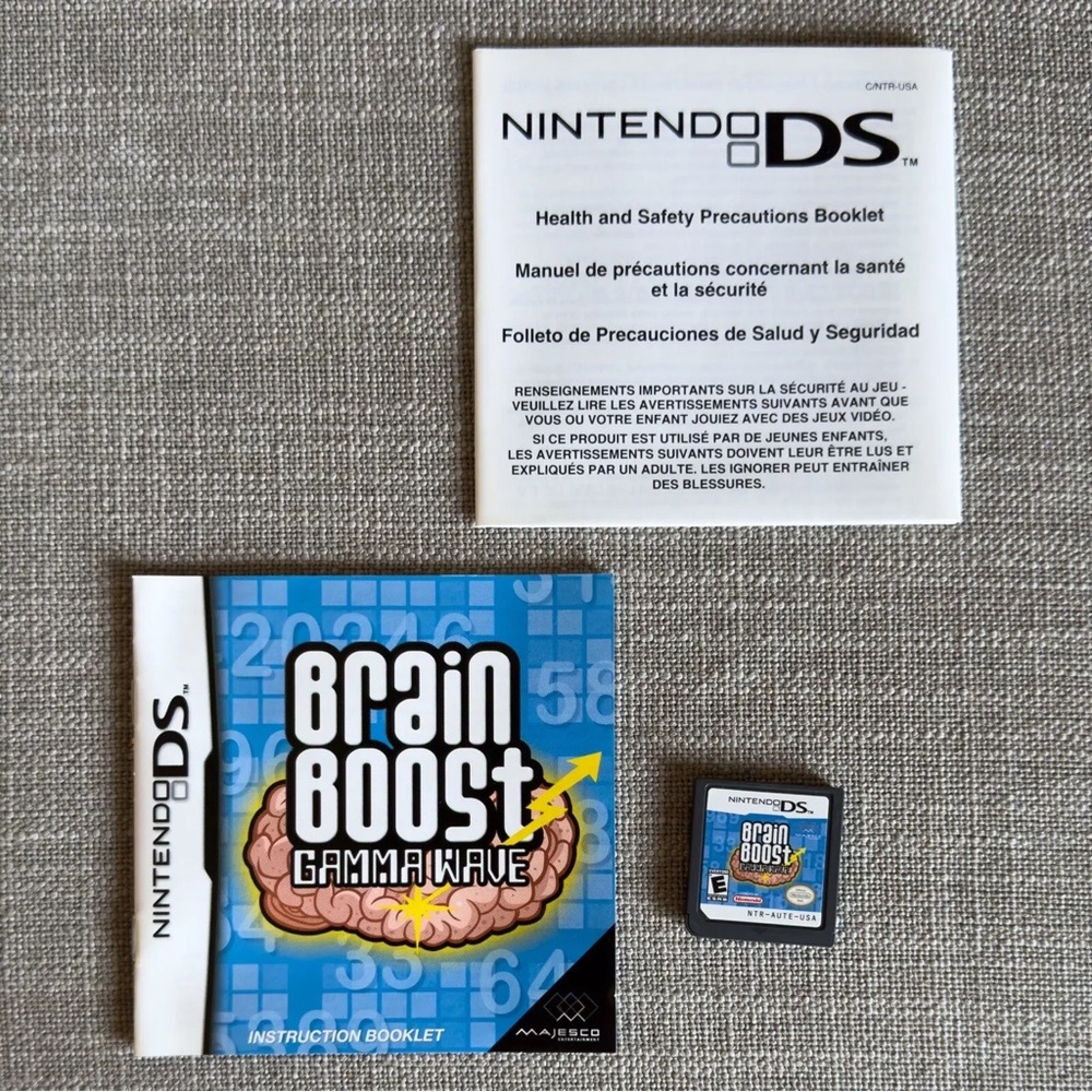 Brain Boost Gamma Wave Nintendo DS Lite 3DS Game Case Manual CIB Complete